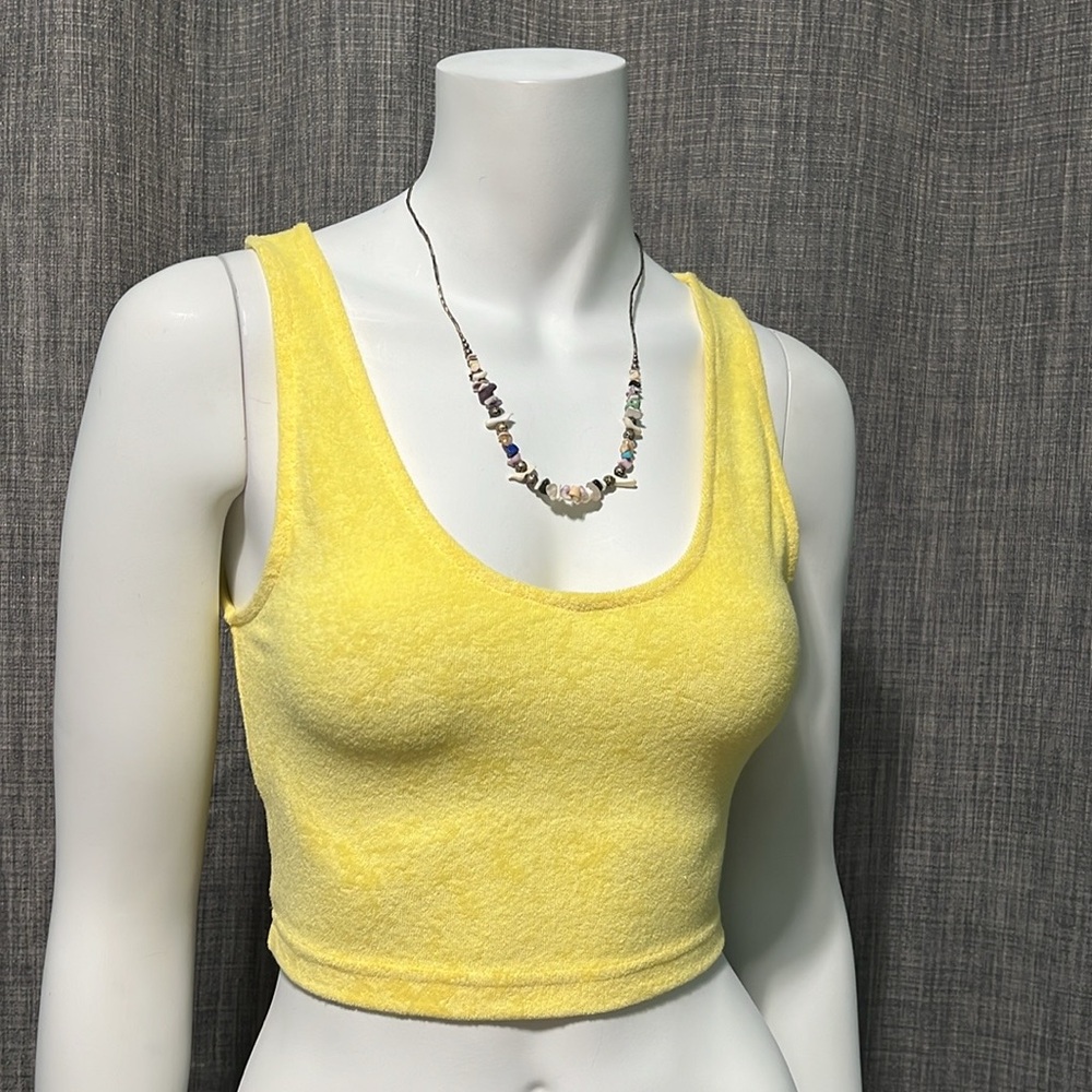 NWT Forever 21 Cropped Terry Tank Sleeveless Yellow Small
